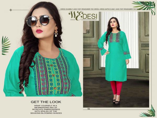 Aagya We Desi 4 Rayon Embroidery Fancy Kurti